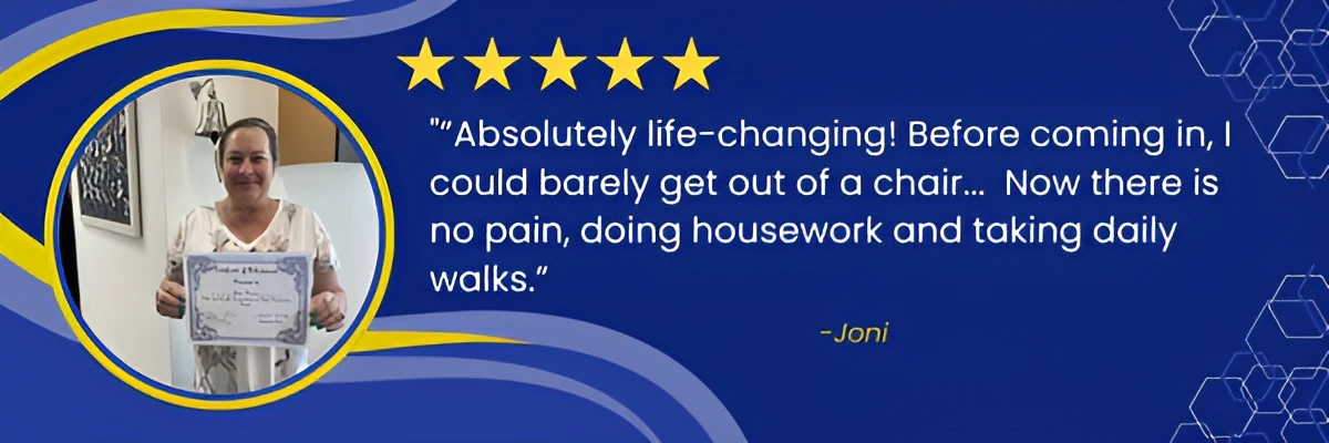 Mesa Arizona patient sharing success story after pain treatment at Infinite Healing Center